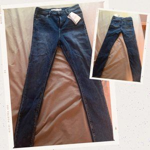 ASOS DESIGN high rise ridley 'skinny' jeans in extreme dark stonewash blue